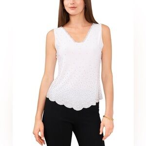 MSK PETITE BEADED TANK TOP IN LILY‎ IVORY Party festive fun fancy 80s inspired